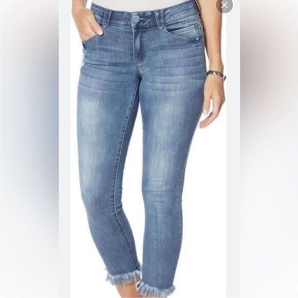 EXCELLENT CONDITION WOMEN’S SIZE 6P DEMOCRACY “AB” TECHNOLOGY FRAYED HEM JEANS - Picture 1 of 9